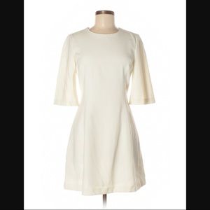 Zara Cream/White 3/4 Sleeve Skater Dress